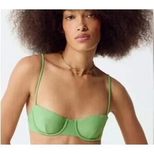 J.Crew Green Balconette Bikini Top NWT 32B Underwire Adjustable Straps
